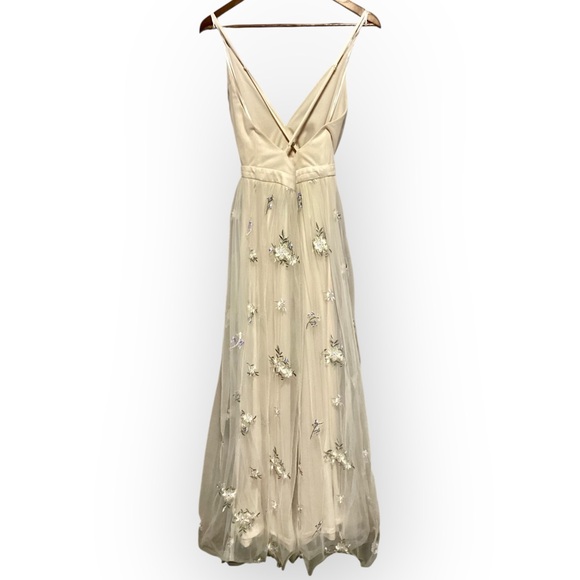 Lulu's Lorenzo Beige Embroidered Maxi Dress Cream Floral Dress Wedding - Picture 5 of 6